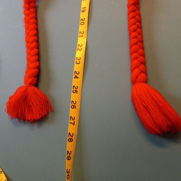 Smurfs Face Hat with Long Red Braided Ties Grandmacore Countrycore Cartoon/Movie - Picture 4 of 8